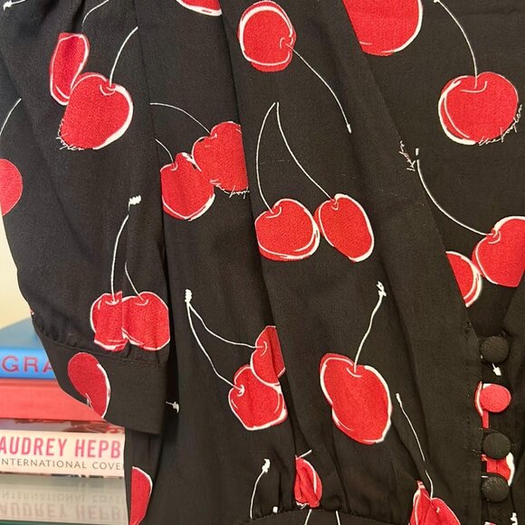 La Cerise Cherry Printed long dress with Buttoning - Picture 8 of 8